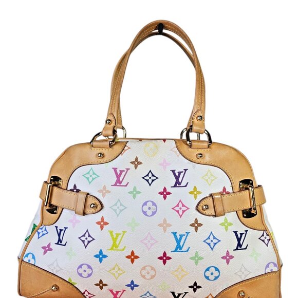 LOUIS VUITTON Takashi Murakami White Multicolor Claudia Speedy Satchel Shoulder - Picture 1 of 16